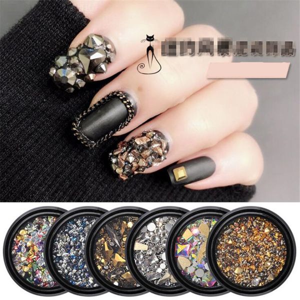 16 couleurs Nail Art Décorations Ins bijoux de style mixte perceuse carrée photothérapie au diamant à fond plat A NewYork storm free ship 50