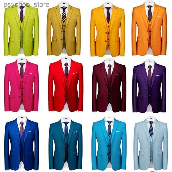 16 couleurs (veste + gilet + pantalon) de haute qualité pour hommes d'affaires formelles, costume pour hommes, meilleur marié, smoking de mariage, ensemble 3 pièces Q230828