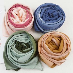 16 kleuren gewoon ombre gradiënt bubbel chiffon instant hijab vrouwen hoogwaardige strand cover-up sjaals wrap nek moslim