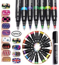 16 couleurs Ensemble Nail Art Pen 3D Nail Art Diy Decoration Nails Polon Set Set Design Nails Tools Beauty Paint Pen Supplies3500475