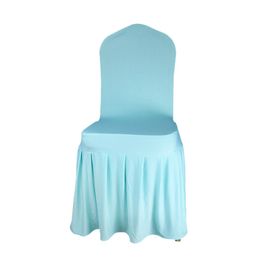 16 kleuren effen stoelklep met rok rondom stoel bodem spandex rok stoel cover voor partij decoratie stoelen covers