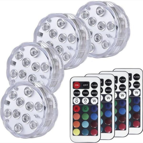 16 colores sumergible 13 luz LED con ventosa para estanque al aire libre fuente florero jardín piscina lámpara nocturna subacuática 10 en 1 D2.0