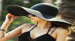 16 couleurs femme largeur chapeau de bord souple grand chapeaux de paille de plage de plage sundies extérieurs pliables hawaii panama église3330468