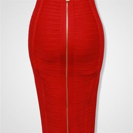 16 kleuren XL XXL Sexy Solid Zipper oranje blauw zwart rood wit roze bandage rok vrouwen elastische bodycon zomer kokerrok 58 cm 220701