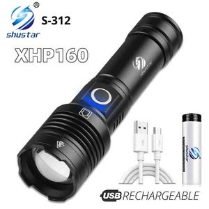 16 Core XHP160 High Power Flashlight Led Flashlight Lantern Aluminum Tactical Flashlight Waterproof Zoomable Hunting Lights J220713