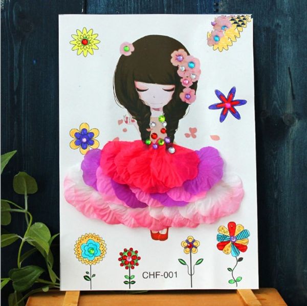 16 Designs Creative Enfants DIY Fleur Pétales Collé Peinture Cadre Diamant Autocollants Puzzle Jouets pour Enfants Arts et Artisanat Photos