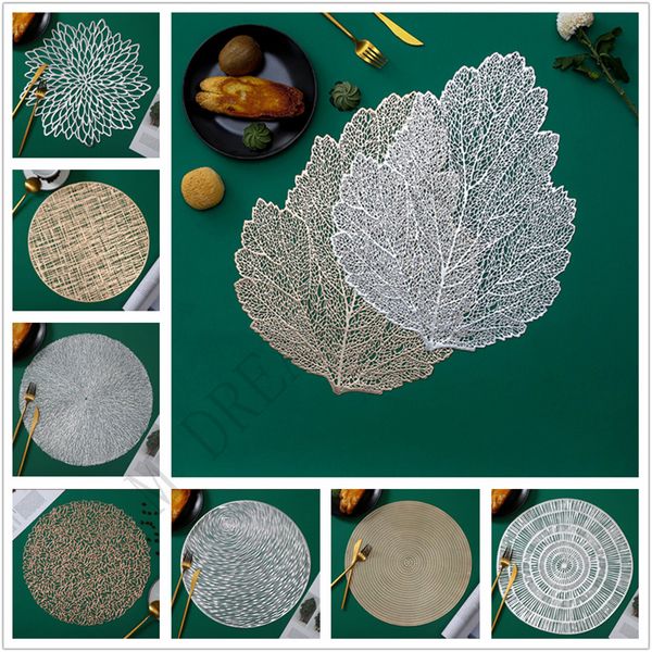 16 conceptions napperon pour Table à manger sous-verres feuille Simulation plante PVC tasse Table basse tapis évider cuisine décor à la maison