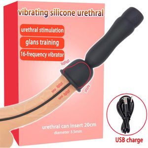 Prise de pénis de dilatateur de son urétral de silicone de vibrateur de 16 fréquences pour l'insertion d'hommes sonnant la tige d'urètre 210720295I