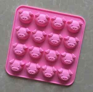 16 Hole Silicone Mold Cute Pig Head Shaped Chocolate Mold DIY Piggy Cake Mould Handmade Soap Molds SN3824