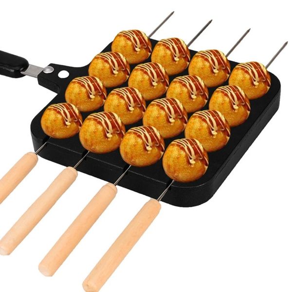 16 trous en aluminium Takoyaki Maker Grill Pan poulpe boule plaque maison cuisson formes de cuisson moule plateau cuisine outils gâteau pan 240116