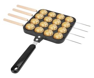 16 trous antiadhésive Takoyaki Grill Pan Molde Cooking Grill Baking Pan avec 4pcs Baking Needle Cast Aluminium Takoyaki Baking Tray T24487172