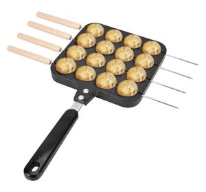 16 trous antiadhésive Takoyaki Grill Pan Molde Cooking Grill Baking Pan avec 4pcs Baking Needle Cast Aluminium Takoyaki Baking Tray T26562608