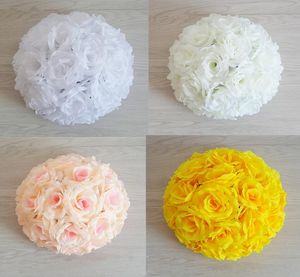 Boule de fleur de Rose artificielle en soie de 16 pouces, décoration de mariage de haute qualité, centres de table, boules de baiser suspendues, ornement 4276507