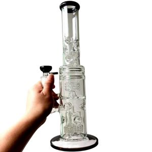 16 inch Zwarte Waterpijp Waterpijpen met Band Percolators Multi-gaten Water Recycler Pijpen met Kommen voor Vrouwelijke 14mm Joint