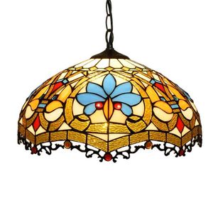 16 pouces européen rétro créatif lampe en verre Tiffany vitrail amour décoration salon salle à manger chambre lustre TF043
