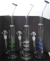 2015 nieuwe ontwerp 16 inch glazen water pijpen glas bong met 3 honingraat perc 18.8mm glazen kom helder groen blauw voor kiezen glazen bongs