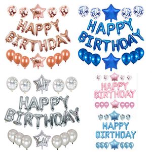 16 pulgadas Feliz cumpleaños fiesta decoración globo látex lindo alfabeto letras globo estrella aluminio papel cumpleaños lentejuelas globos TH0396