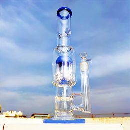 16 inch koperen glazen bong 9 mm dikte zware ijsvanger kwallen Filter Hookah Glass Bong Dab Rig Recycler Water Bongs 14mm US magazijn