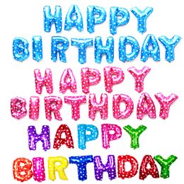 16 pouces lettres joyeux anniversaire feuille ballon décoration de fête argent or alphabet ballons à air enfants cadeau balles DH8575