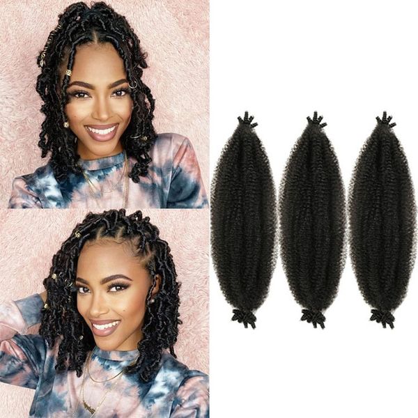 16 pulgadas Pre-esponjoso cabello torcido de primavera elástico Afro torcedura trenzas de cabello Kinky Marley Twist Crochet trenzado cabello