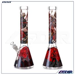 16 pouces Samurai Verre Fumer Pipe d'eau Pipe de glace Racker Bang Bong Bong Bong Bong Pipes avec tube inférieur + bol de 14 mm