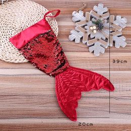 16 inch Sparkly Mermaid Tail Christmas Stocking Pailletten Mermaid Vakantie Kousen Kerstdecoratie