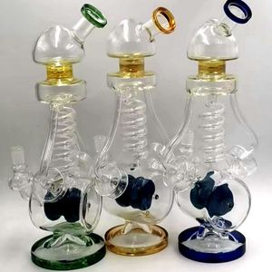 16 pouces eau Bong narguilés jaune Dab plate-forme avec tube en spirale tuyaux en verre épais avec joint femelle 14mm