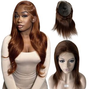 16 inches Braziliaanse Virgin Menselijk Haar Bruine Kleur 4 #150% Dichtheid Medische Huid Volledige PU Pruik voor Zwarte vrouw