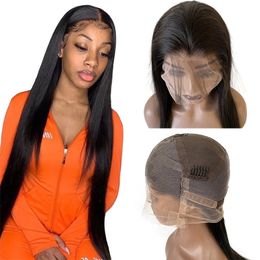 16 pouces indien vierge cheveux humains couleur naturelle soyeux droite densité 180% pleine perruque de dentelle pour femme noire