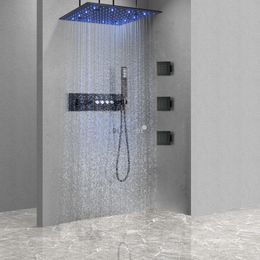 16 pouces ORB salle de bain LED bain pluie douche montage mural douchette ensemble de robinets
