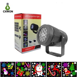 16 soort patronen LED -effecten Kerstverlichting Outdoor Waterdichte Laser Projector Elk Snowman Decoratie