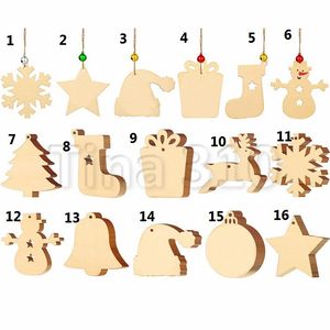 16 sortes d'artisanat en bois exquis décorations de Noël créatives décorations de vacances pendentifs d'arbre de Noël T3I5549