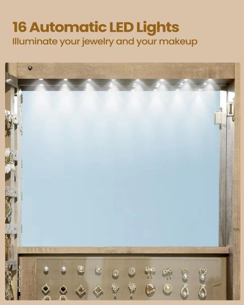 16 LEDS Armoire de bijoux armoire, 63 