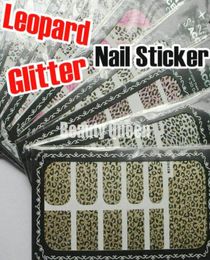 16 gemengde ontwerpen nagel sticker luipaard glitter nail art wraps strips sticker stickers folies tips decoratie adhesive applique1908652
