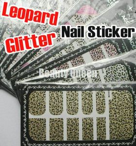 16 modèles mixtes décalcomanies à ongles léopard paillettes Nail Art Wraps bandes autocollants autocollants feuilles conseils décoration adhésif Applique3716759