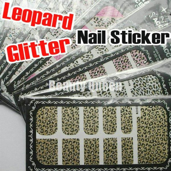 16 diseños mixtos calcomanías para uñas leopardo brillo Nail Art Wrap Wraps tiras pegatinas láminas puntas decoración adhesivo apliques 218o