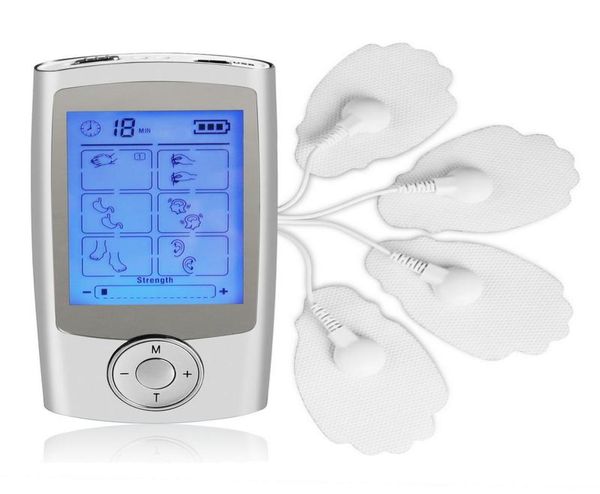 Masajeador de pulso electrónico de 16 modos, unidad TENS para aliviar el dolor, máquina Estimulador muscular, electroterapia, dispositivo de masaje corporal 1016215