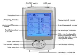 16 modes de soins de santé corps masseur double dizaines Machine thérapie électrique numérique Acupuncture Massageador stimulateur dispositif 6768733