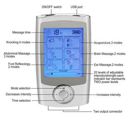 16 modes de soins de santé corps masseur double dizaines Machine thérapie électrique numérique Acupuncture Massageador stimulateur dispositif 8788927