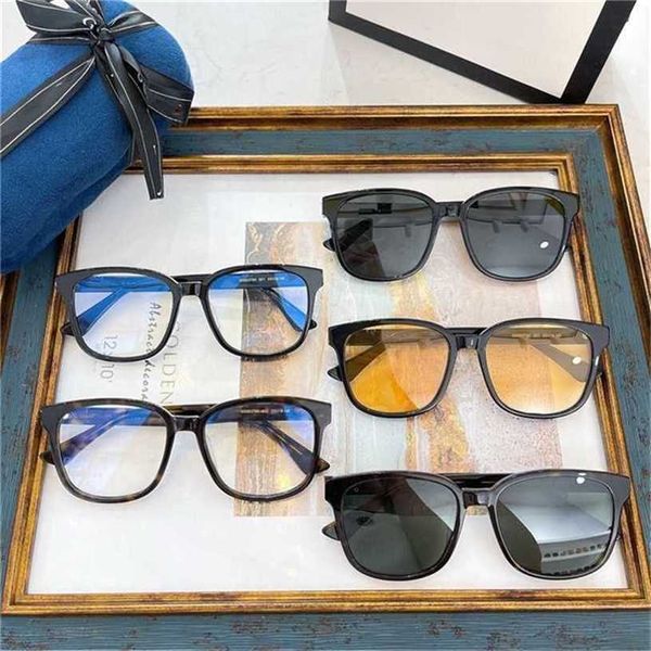 16% OFF Lunettes de soleil Nouvelle famille de haute qualité grande boîte lunettes de soleil jaunes hommes lunettes résistantes aux UV qui peuvent être assorties aux montures de myopie pour femmes gg0637