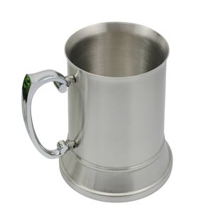 16 ounce dubbelwandige 18/8 roestvrijstalen tankard, bierpul, hoge kwaliteit, spiegelafwerking