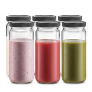 Bouteille de jus en verre de 16 oz Pots à boire réutilisables Récipients de boisson pour jus de smoothie