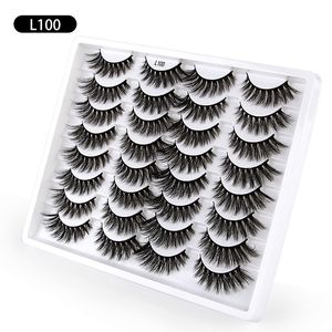 16 paires 3D mink faux faux cils extension de cheveux synthétiques cils de la bande complète cils d'oeil épais lahs naturel long sdsp011