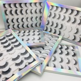 16 paires de faux cils mis en vison épais naturel extensions de faux cils faits à la main réutilisables avec emballage de luxe accessoire de maquillage pour les yeux DHL gratuit