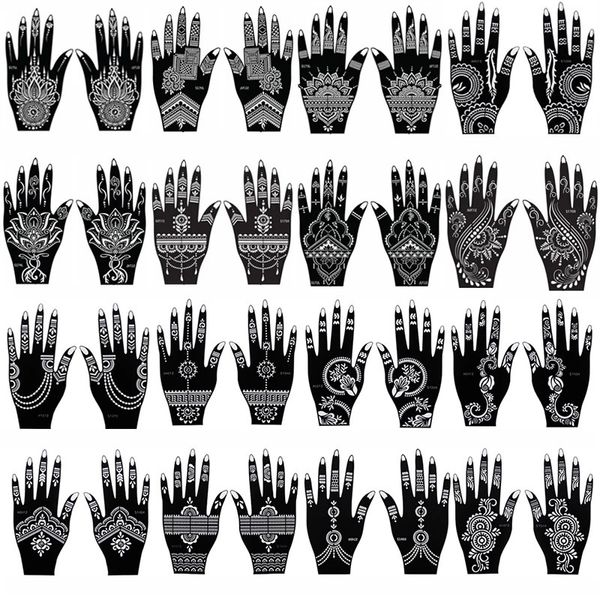 16 paires pochoir de tatouage au henné professionnel