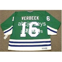 # 16 PAT VERBEEK Hartford Whalers 1989 CCM Away Hockey Jersey Stitch n'importe quel numéro de nom