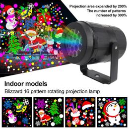 16 patrones Navidad Láser Proyector LED Efectos Luz al aire libre para el día de Navidad Día de Navidad Etapa de año nuevo Par Disco Home Party Decoration High-Brightness D4.0