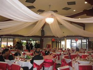 16 pcs 55 pouces de largeur x 40 pieds de longueur rideau 1,4 m de largeur et 12,2 m de longueur par pièce tissu de drapé de plafond en soie glacée transparente colorée pour la décoration de fête de mariage