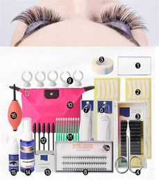 16 PCS Outils d'extension de faux cils définir les outils de maquillage des kits professionnels individuels de greffage de greffage Kit Set Bag4027377