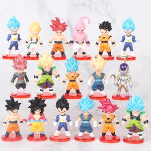 16 pc's/lot cartoon bal mini figuur groothandel 7 cm beeldjes met basis gacha anime pvc poppen speelgoed